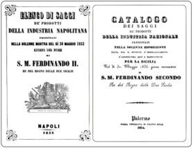 Catalogo esposizione industriale Palermo 1834 e Napoli 1853